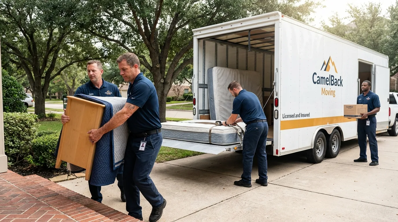Crew loading residential truck for cross-state move from Panama City, FL