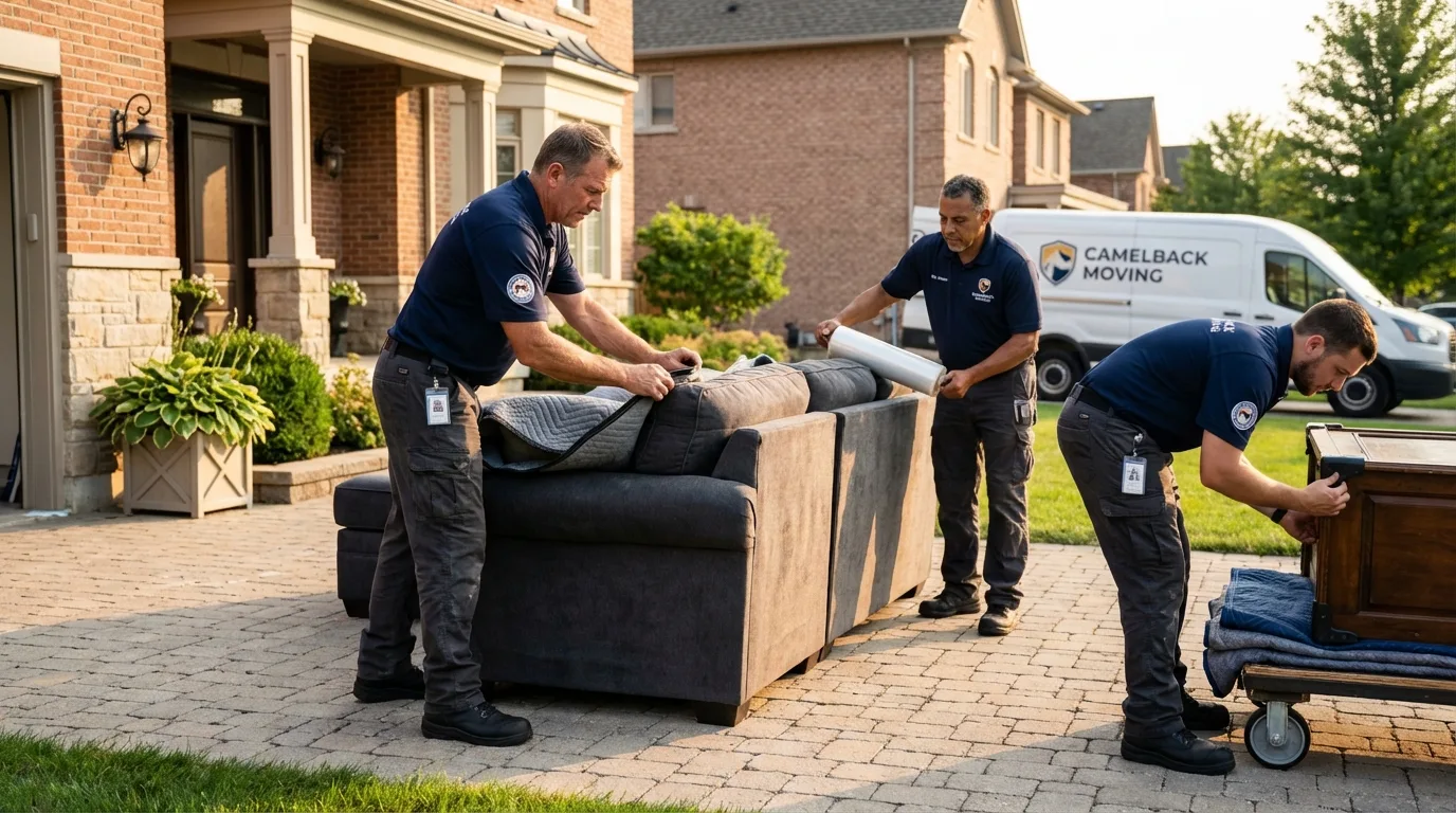 Large estate moving crew wrapping furniture in Panama City, FL