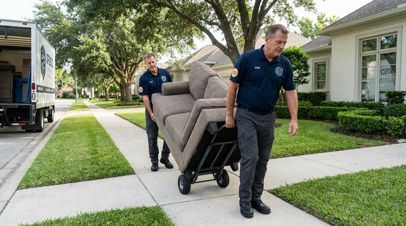 Local residential moving crew loading furniture in Panama City, FL